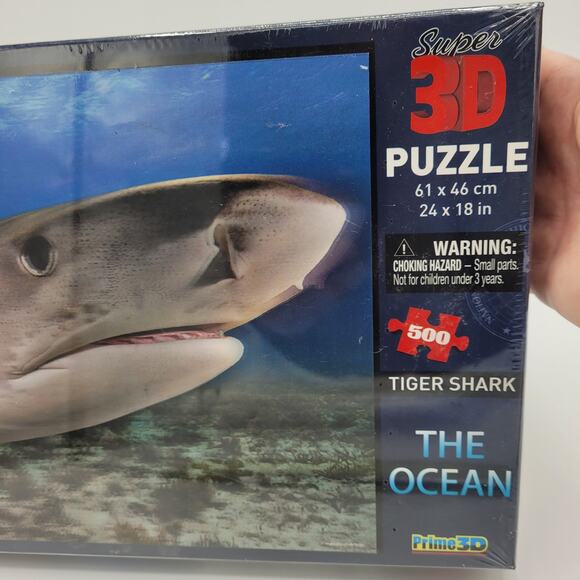 NWT National Geographic Super 3D Tiger Shark Puzzle 500 piece Family Fun 24x18 - Picture 2 of 5